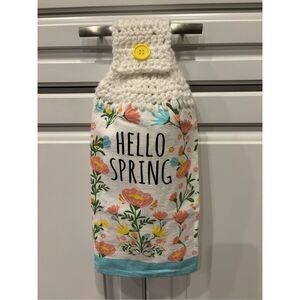 Crochet Top Kitchen Towel- Hello Spring (flowers)